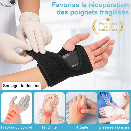 Pols, compressie, verstelbaar, orthese voor artritis, breuken, tendinitis, sport (linkerhand) — afbeelding 4