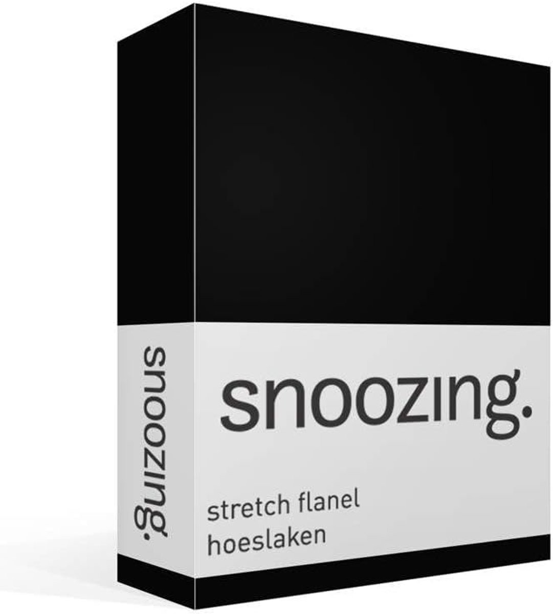 Hoeslaken flanel 200x200/220 cm - zwart - ademend en warmteregulerend - ideaal voor de winter - SnelShoppen