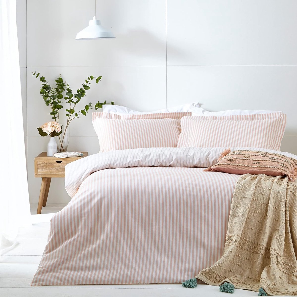 Linen Yard Hebden Tweepersoonsdekbedovertrekset, katoen, Blush, roze (HEBDEN/D02/BLS)