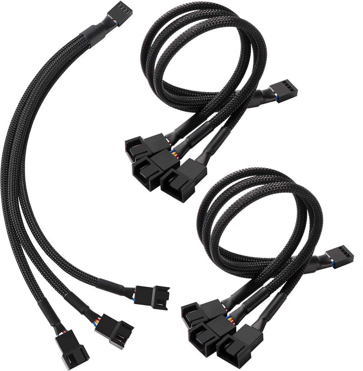 3 Stuks Ventilator Splitter PWM 1 Naar 3 Converter, 4-pins Labels, 3-weg Computer Kabel Voor Behuizing 4/3 Pins Koelventilator