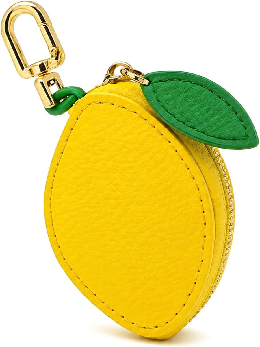 Bag Charm, fruitvormige mini tashanger dames met ritssluiting, citroenen tashanger dames, kleine portemonnee voor sleutelhanger, tas en rugzak