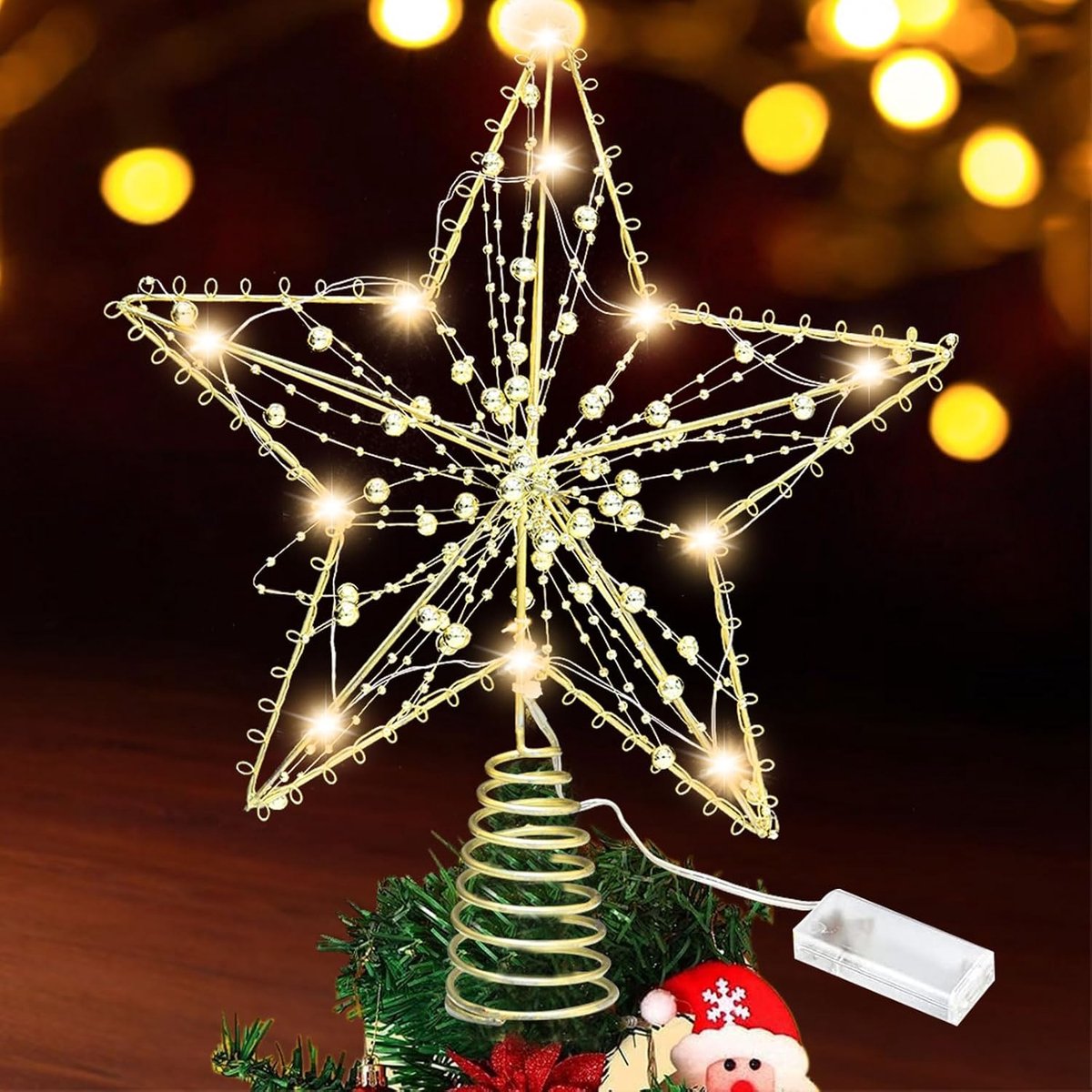 Kerstboompiek, ster, kerstversiering, glinsterende kerstdecoratie, led, kerstboompiek, USB-voeding, afstandsbediening voor kerstboomversiering, feestelijke Kerstmis, woondecoratie