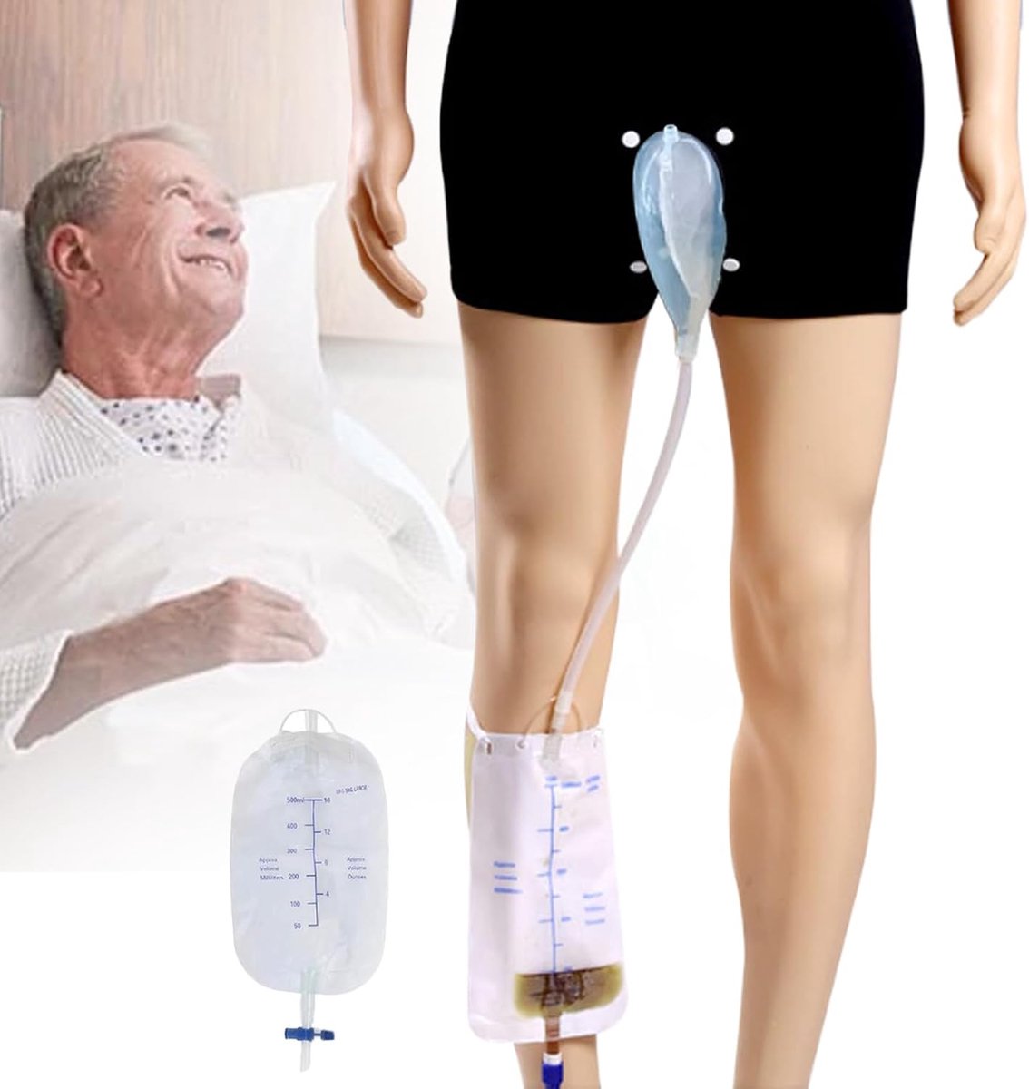 urinesysteem houder tas - 500 ml urinoir plas zak incontinentie broek, draagbare morsbestendige verzamelaar urinedrainage voor bedlegerige ouderen (M)