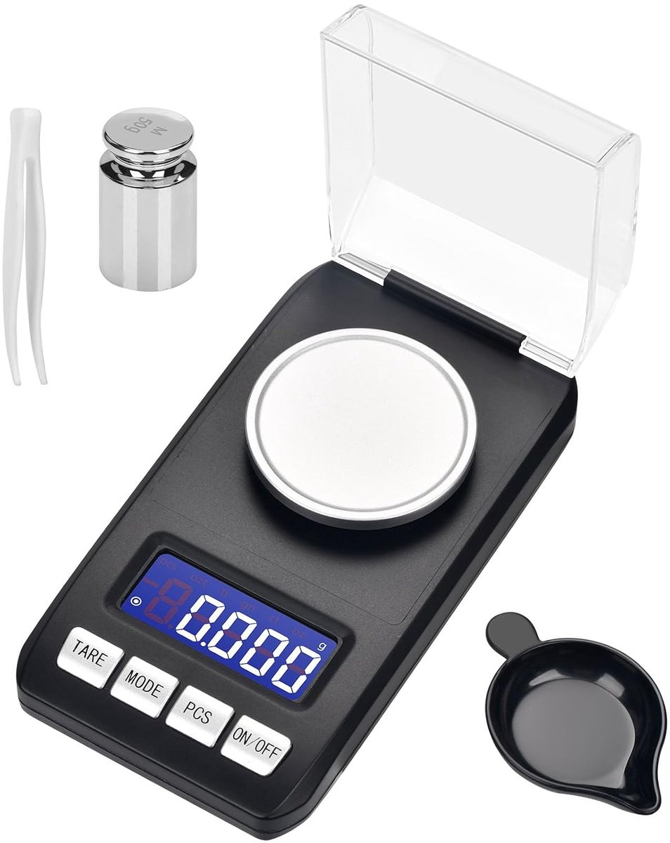 milligram weegschaal zakweegschaal precisieweegschaal Mg-weegschaal 0,001g/50 g fijne weegschaal voor poeder, sieraden, medicijnen, zakweegschaal met pincet