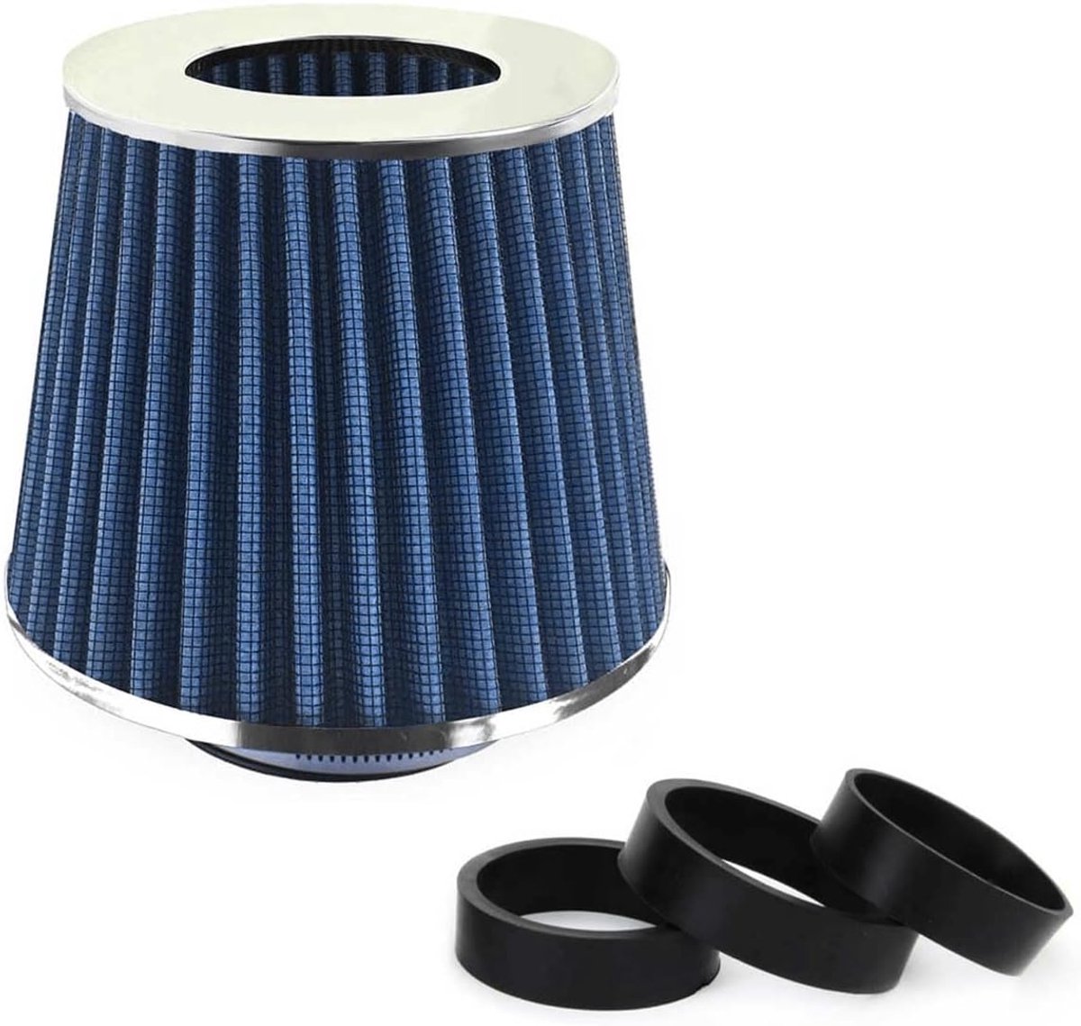 Sportluchtfilter Universeel - Blauw - Chrome - Sportieve geluidservaring - SnelShoppen
