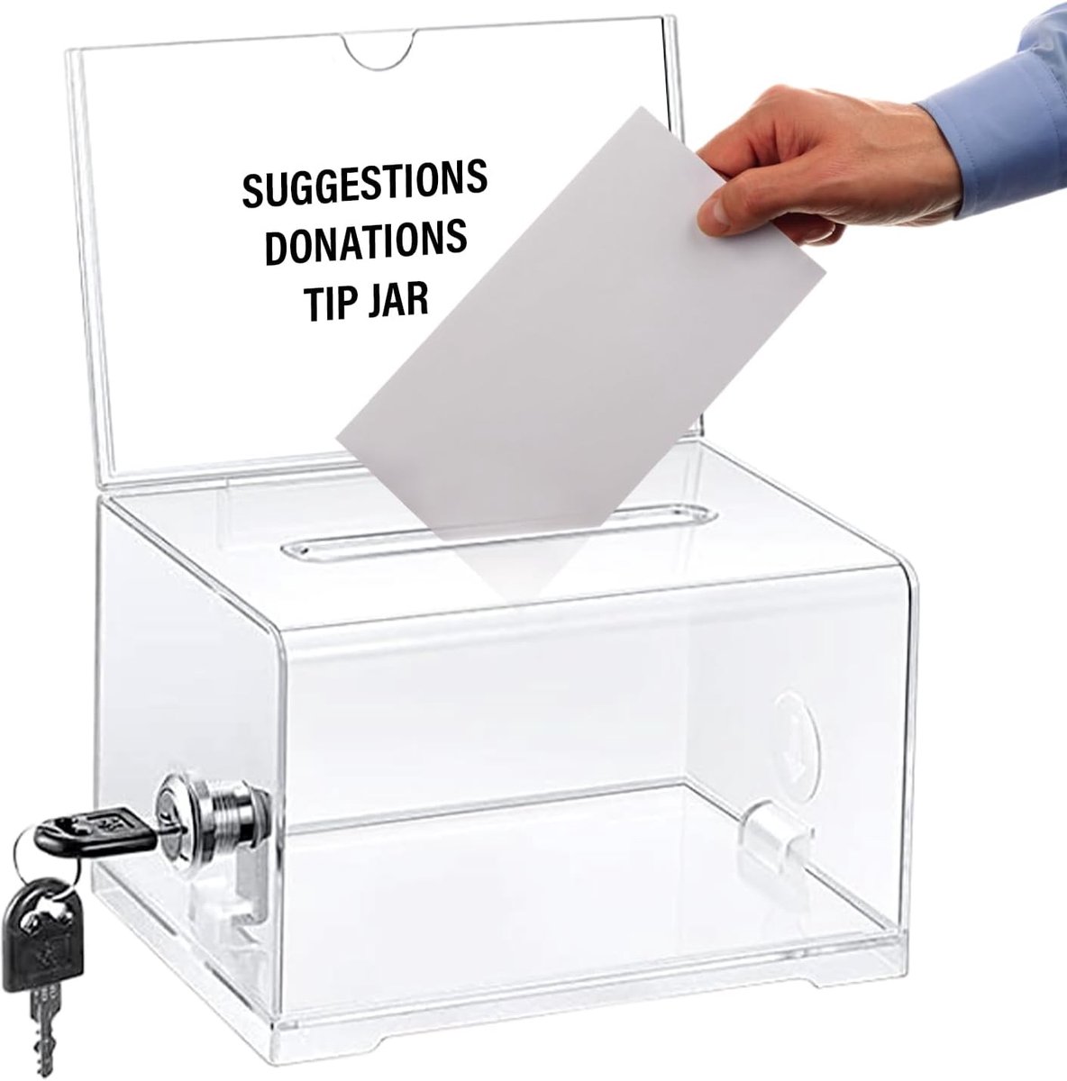 Dispenserdozen, geldbox, aanbevolen geldbox met transparante sleutel voor liefdadigheidsdonaties en visitekaartjes