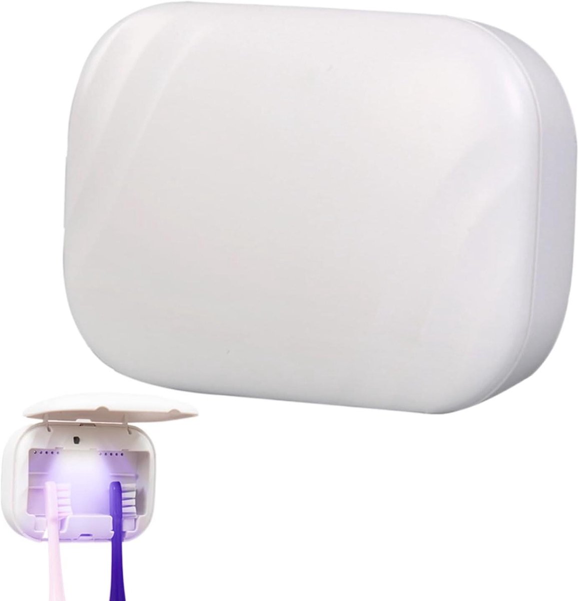 Elektrische Tandenborstel Reiniger - UV Reiniger Houder - Hygiënisch Poetsen - 360 Graden UV-C Licht - 9x7x4 cm - Wit