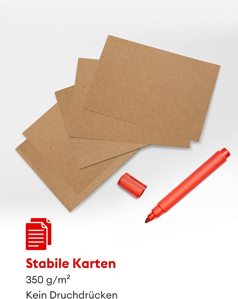 Ansichtkaart van kraftpapier (350 g/m²), onbedrukte ansichtkaarten, 100 stuks