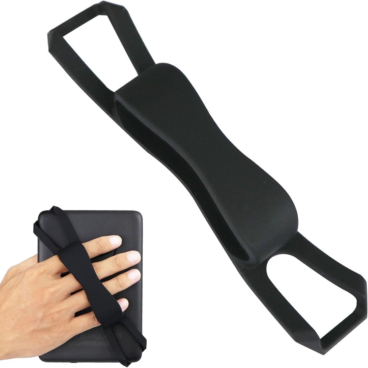 Antislip siliconen polsband universele vingergreep houder voor 6 inch / 6,8 inch / 7 inch Kindle e-readers / Kobo/Sony eBook (zwart (nieuwe versie))