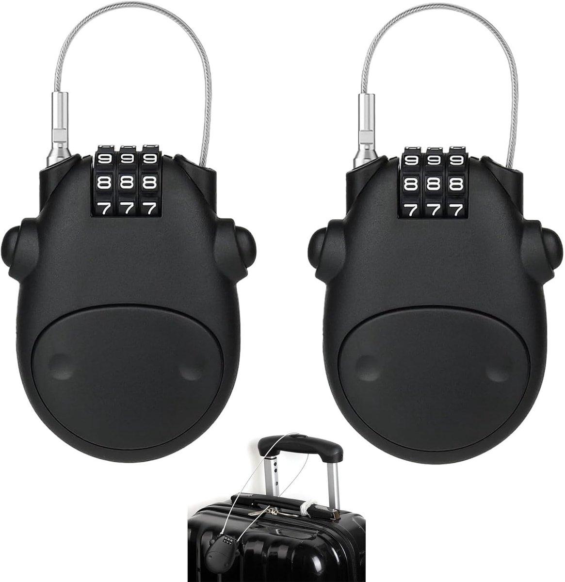 2-delige set kabelslot, rolslot, met 3 digitale wijzerplaten, 77 cm stalen kabel, skislot, scooterslot voor kinderen, scooterslot geschikt voor fietsen, motorfietsen, bagage enz.