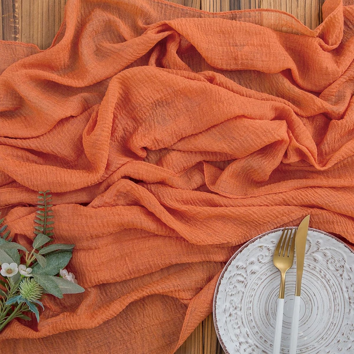 Tafelloper Mousseline Terracotta 80x300cm - Kaasdoek Voor Bruiloft