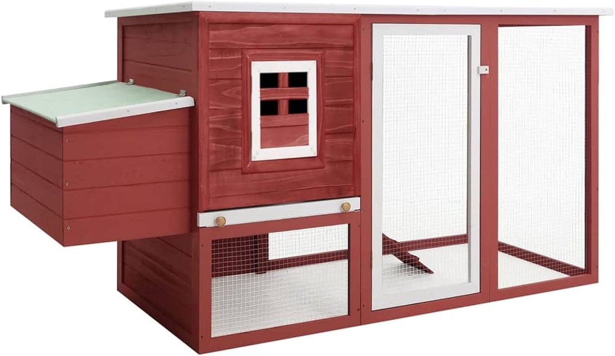 Kippenhok voor buiten met 1 broedkast van rood hout, kippenhok en kooi, kippenhok, kippenhok voor buiten 170848