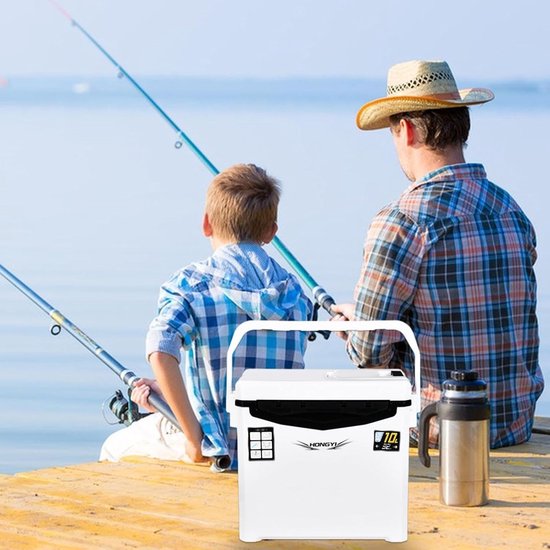 Viskoelbox - Vis Cooler Vervoerbox - Buitenavonturen Opslag - Slijtvaste Constructie - 10 Liter - Grijs — afbeelding 3
