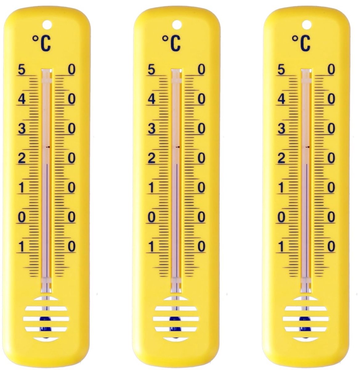 3 stuks binnenthermometers, temperatuurweergave van -25 °C tot 50 °C, analoge thermometerset, geschikt voor binnen en buiten, tuin, kleuren, blauw, groen, roze, 14 cm, kunststof