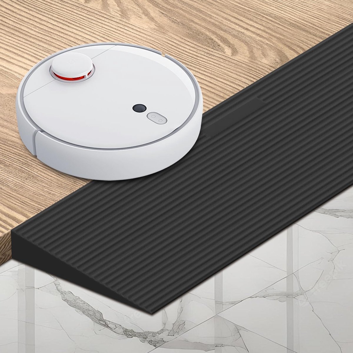 90 x 20 x 3 cm, rolstoelhelling van massief rubber tot 1,5 t, in te korten en antislip, oprijplaat voor robotstofzuiger, rollator