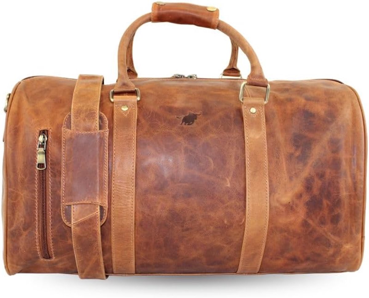 Weekendtas 54 cm - Echt leer - Luxe duffel bag - Ideaal voor weekendtrips - SnelShoppen