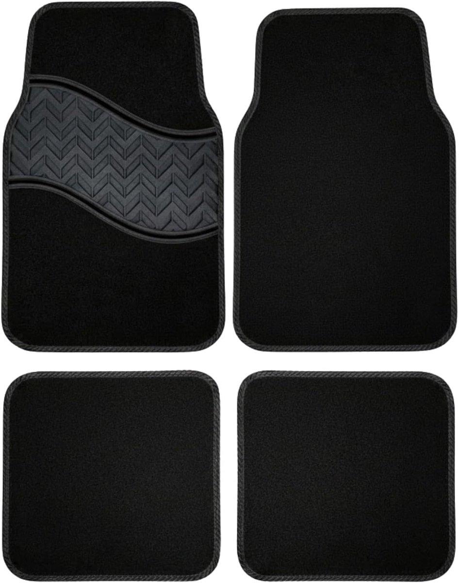 Auto vloermatten set van 4 - stof met rubber inzet - waterdicht en antislip - optimale bescherming - SnelShoppen
