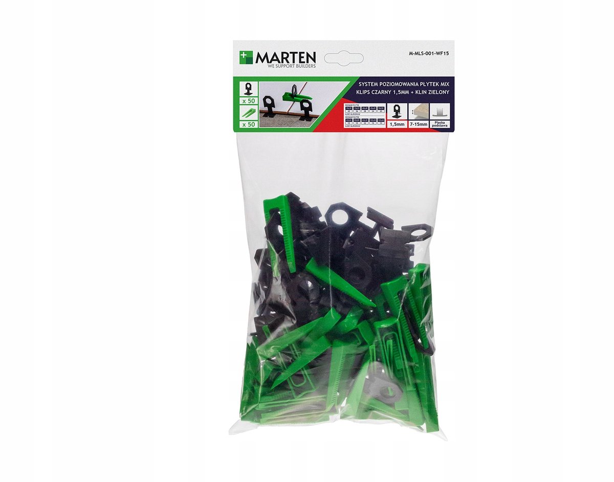 Merkloos Tegel Leveling Systeem: 50 Clips + 50 Wiggen, 1.5mm Voeg