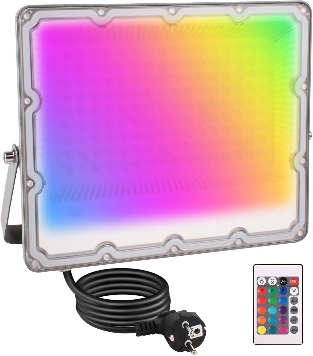 LED Buiten Spotlicht 100 W - Kleurverandering met Afstandsbediening - IP66 Waterdicht - Creëer Sfeervolle Verlichting - ShopVlot