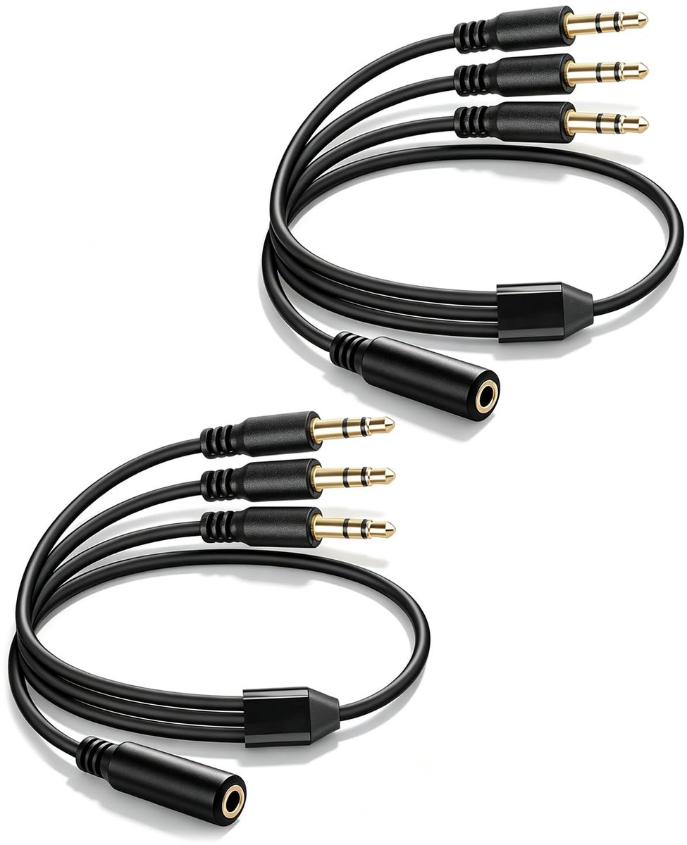 Audio-splitterkabel 3,5 mm - 1 vrouwelijk naar 3 x 3,5 mm mannelijk - 0,5 m - deel audio met vrienden - ShopVlot