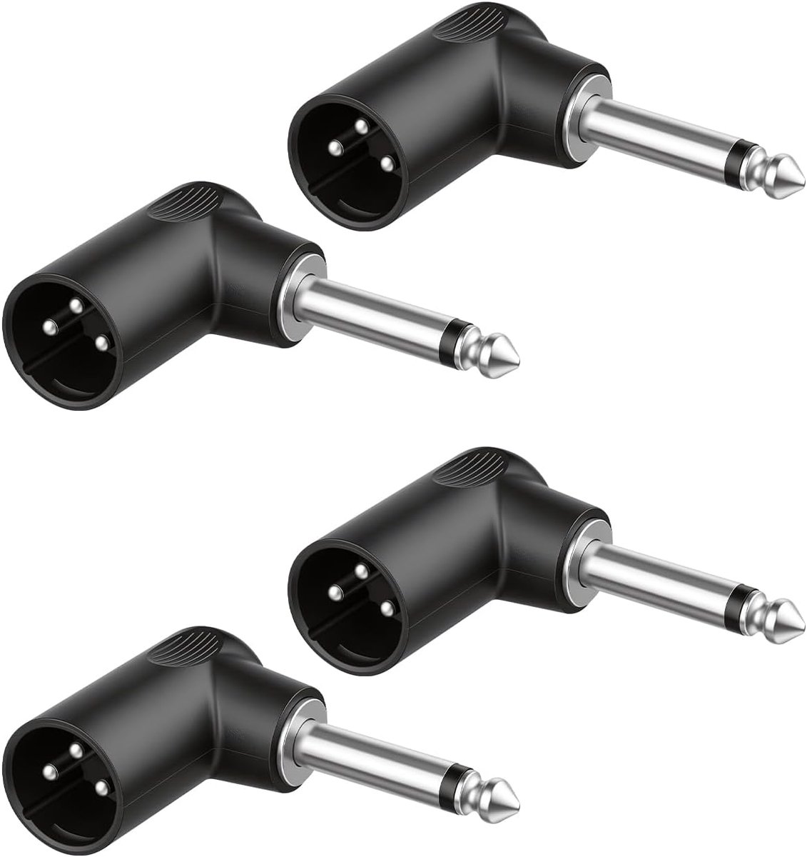 90° adapter 1/4 inch TS naar XLR - recht hoek ontwerp - beschermt kabels - ideaal voor gitaren en effectpedalen - ShopVlot