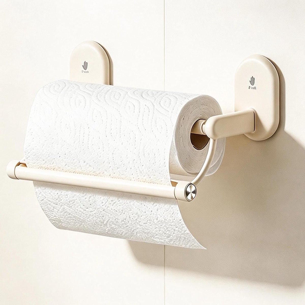 Keukenrolhouder muur zuignap - crème - ABS materiaal - ideaal voor keuken en badkamer - ShopVlot