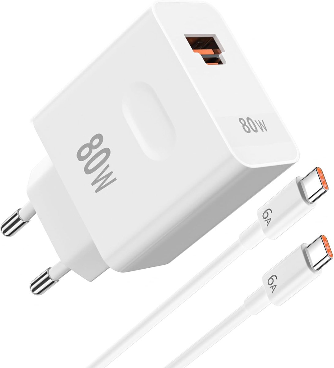 Oplader 80W - USB-C Kabel 1m - Snelladen - Geschikt voor Honor 600 Pro 500 Pro 5G - ShopVlot