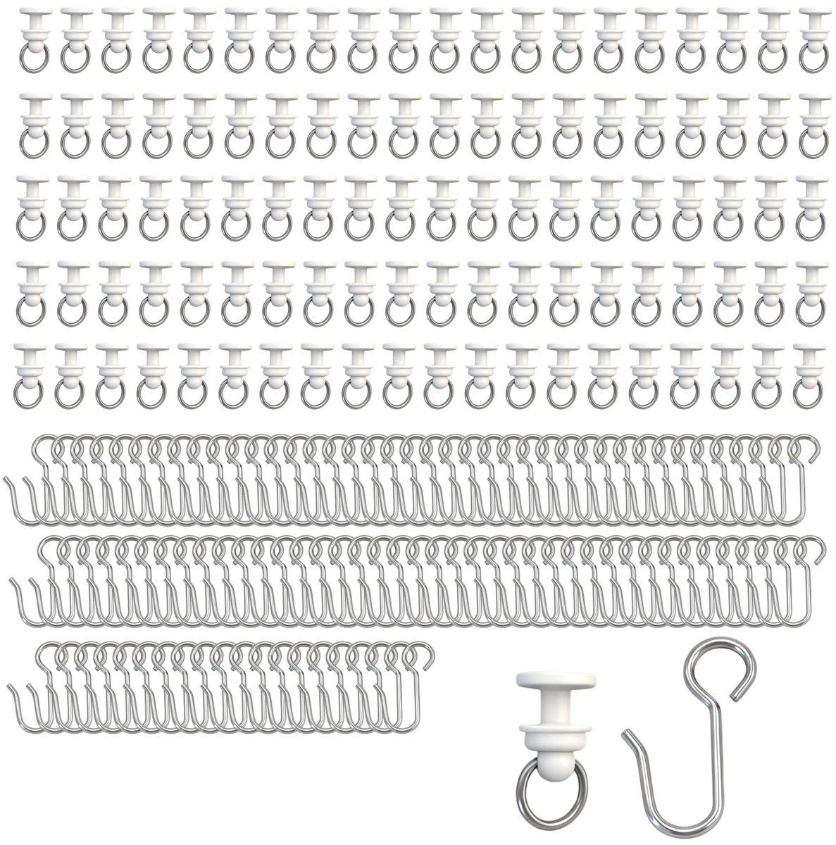 Gordijnrails glijders 100 stuks - metalen gordijnhaken - universele accessoires - stille werking - ShopVlot