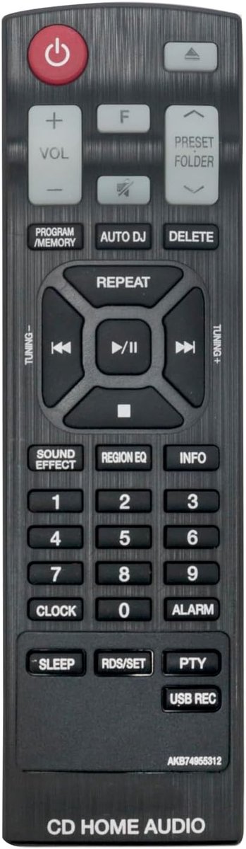 Vervangende afstandsbediening - AKB74955312 - Geschikt voor LG Mini HiFi - Eenvoudig in gebruik - ShopVlot