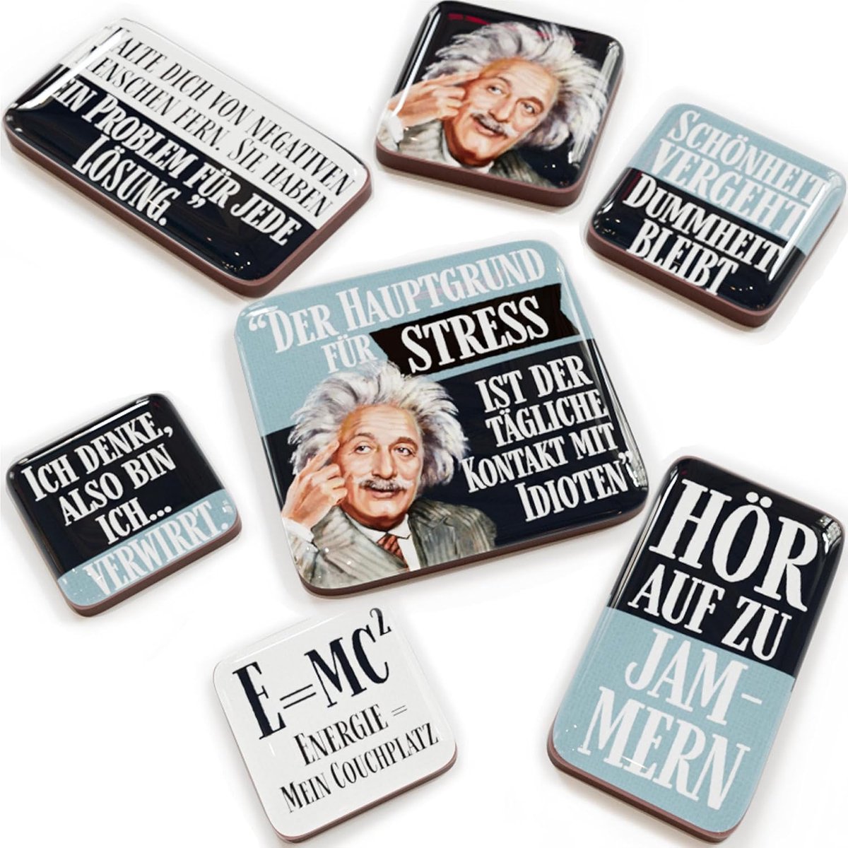 Magneten met teksten - 7-delige set - Retro motieven - Breng humor in je keuken - ShopVlot