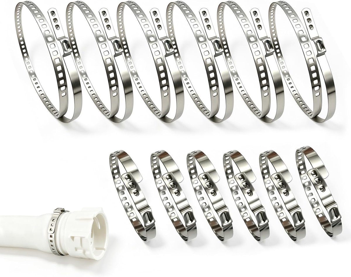 Gimbelslangklemmen 12 stuks - verstelbaar 25-50 mm en 50-120 mm - roestvrij staal - ideaal voor leidingen en kanalen - ShopVlot