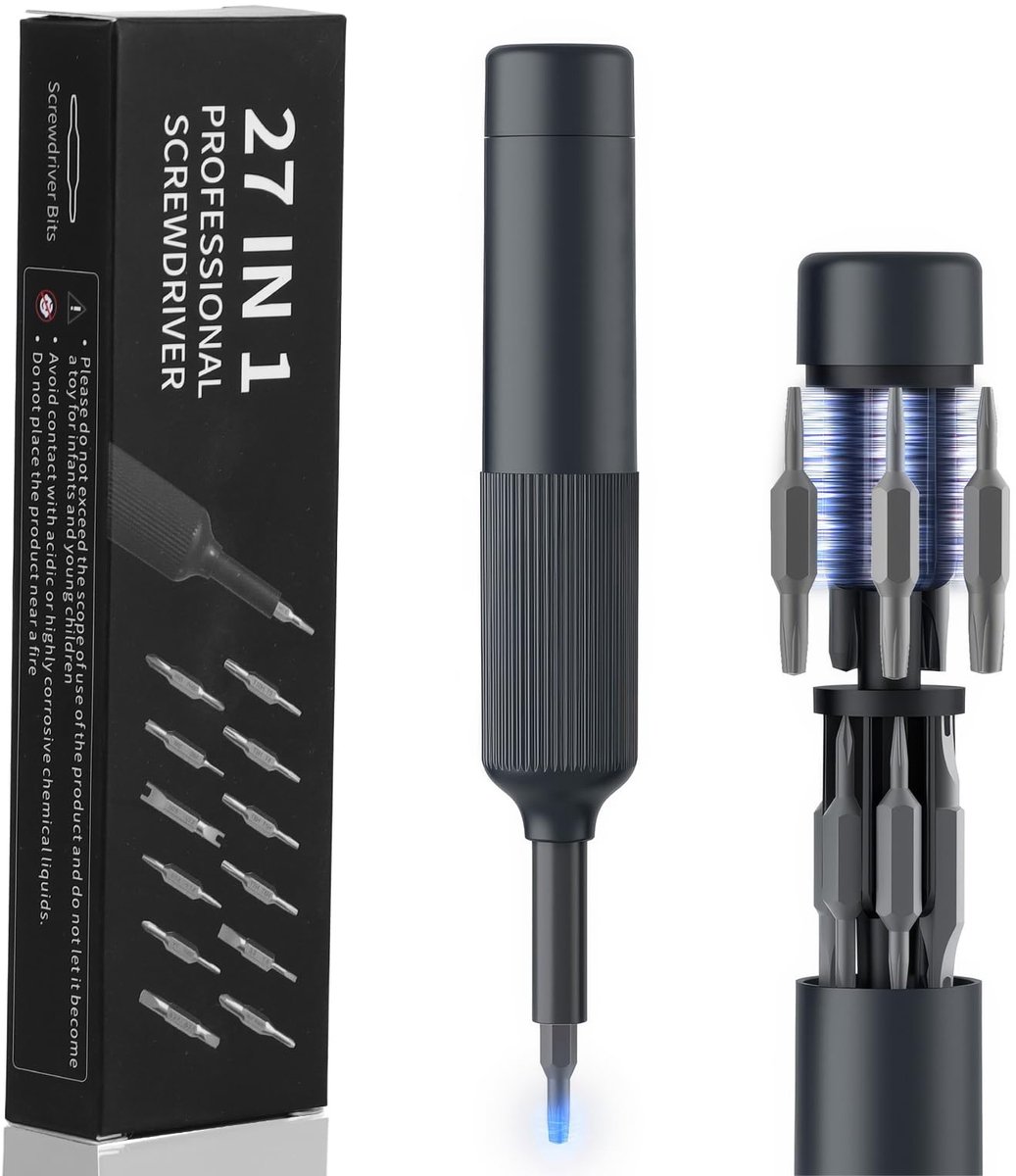 Schroevendraaierset - 27-in-1 magnetische ratel diverse bits kruis plat torx inbus ergonomisch handvat voor huis auto fiets doe-het-zelf reparatie