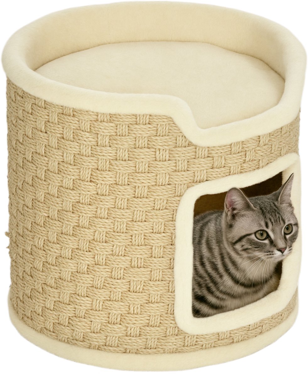 PawHut Kattentoren van spaanplaat - 38x38x37cm - Khaki