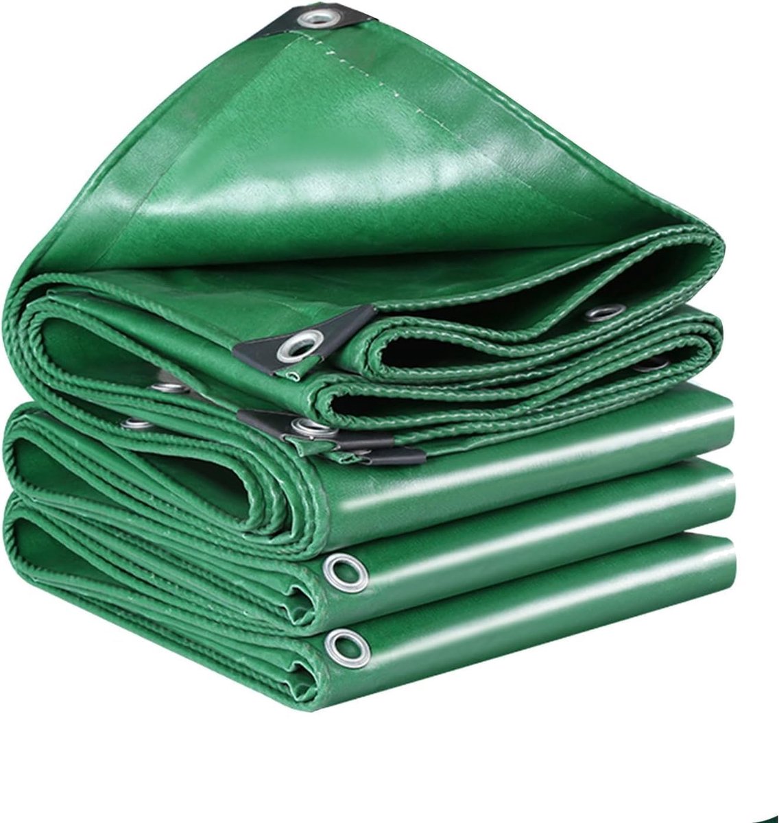 SnelShoppen - Waterproof Canvas Zeil met Versterkte Oogjes 440 g/m² Groen, UV-Bescherming, 10 m Bevestigingskoord voor Tuin, Camping en Bescherming in