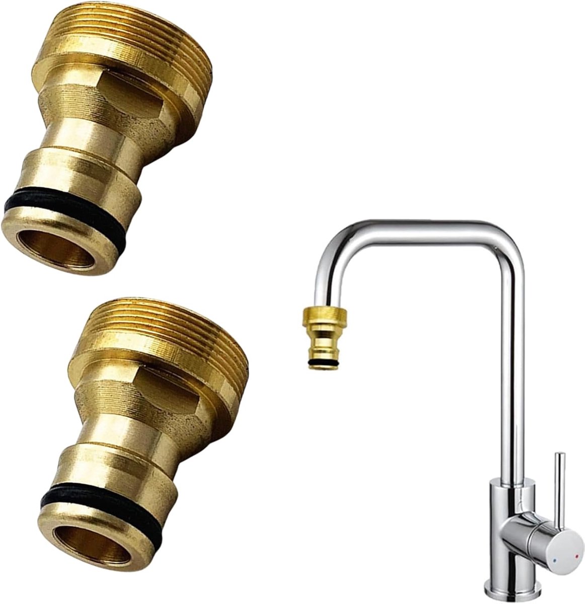 Hulpstukken tuinslang 2pcs - Messing adapter - Universeel voor 1/2 en 3/4 inch - Voor snelle aansluiting - SnelShoppen