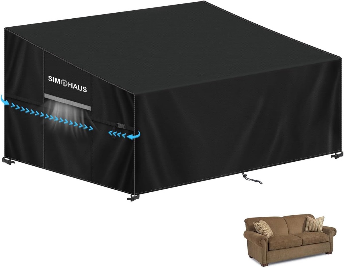L-vormige tuinmeubelhoes 250x190x90/80cm - 420D Oxford - waterdicht en weerbestendig - beschermt tuinset - SnelShoppen