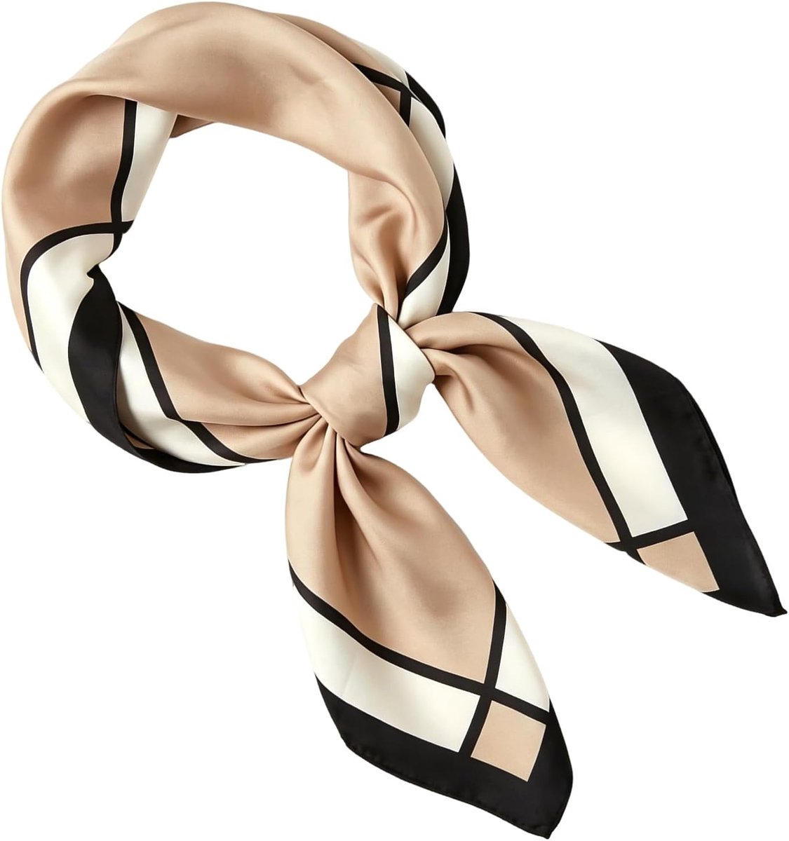 Zijden sjaal dames 60 x 60 cm - beige satijnen hoofddoek - lichtgewicht en ademend - perfect als halssjaal - ShopVlot