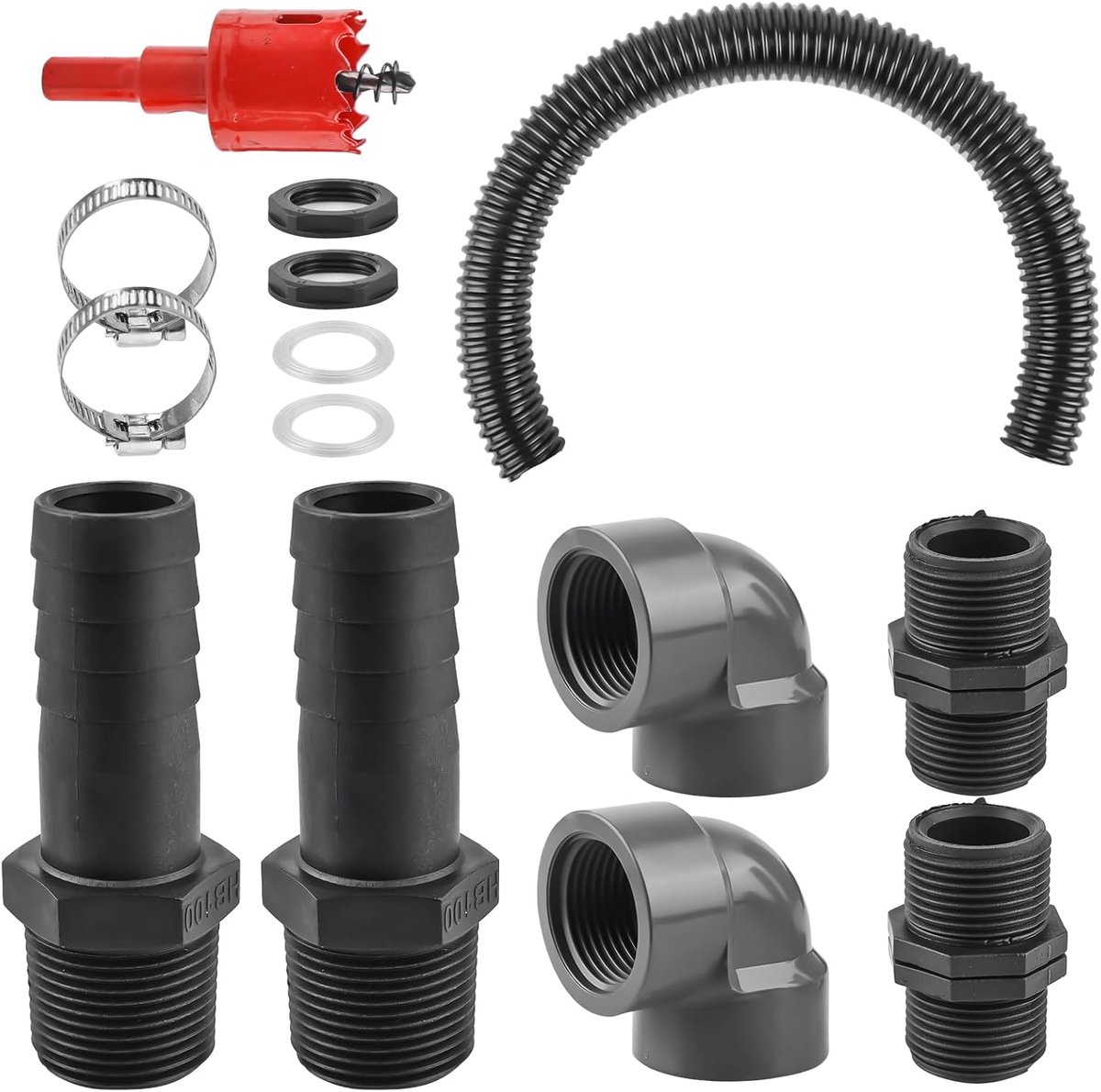 Regenton aansluiting set 25 mm - 50 cm slang - incl. moer & montagemateriaal - eenvoudig te installeren - SnelShoppen