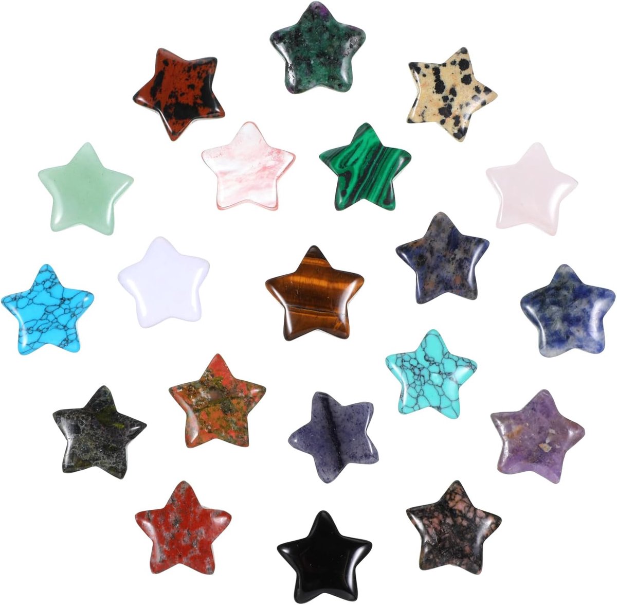Geluksstenen set 20 stuks - kleurrijke edelstenen - unieke vormen - voor meditatie en decoratie - SnelShoppen