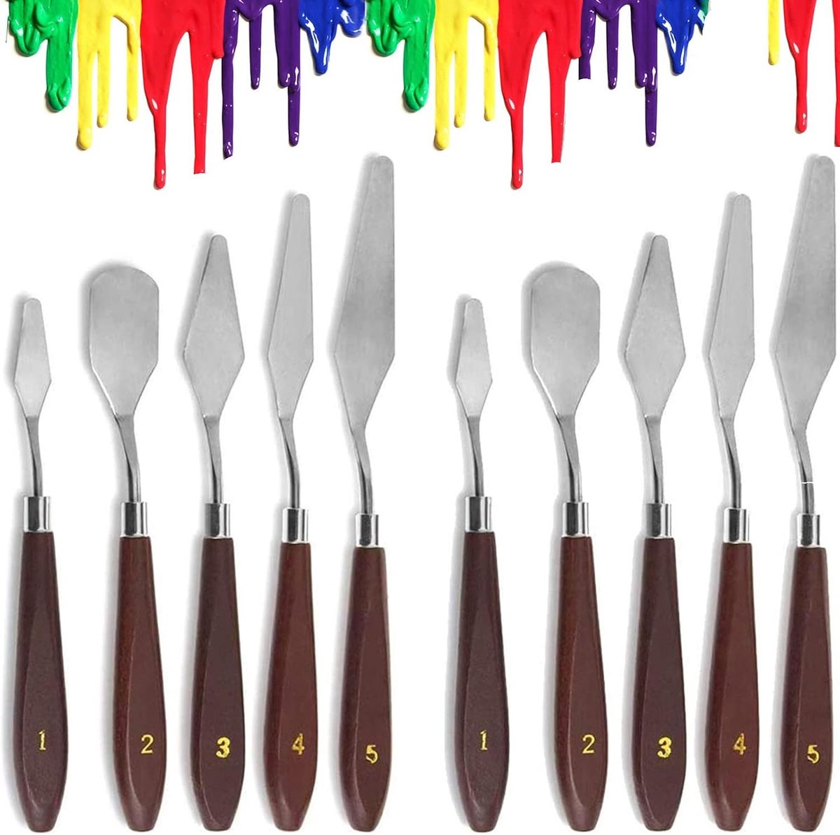 10 stuks olieverfschilderijenspatels,schilderspatels, paletten,messen,verfspatels,kleur schrapers,Spatel Palet Schilderen,olieverfschilderij accessoires voor Kleur Mengen Diverse Schilderijen