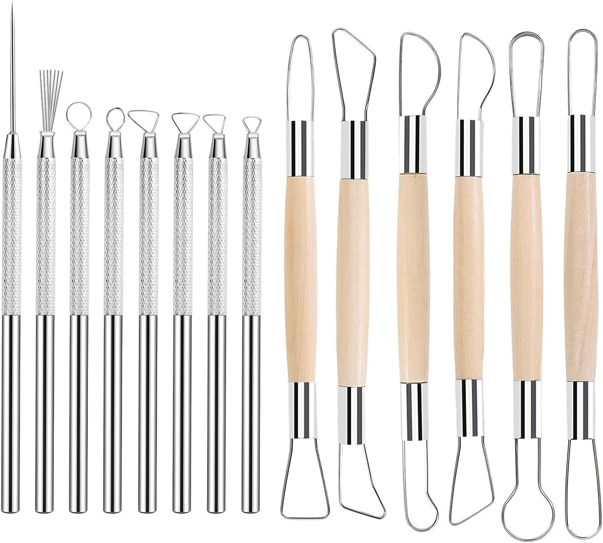 14 stuks keramische sculpting tools, beginners klei modeling tools, pottenbakkersgereedschap, metaal en kunststof kleivormingsgereedschap voor doe-het-zelf kunsthandwerk modellering voor het vormen