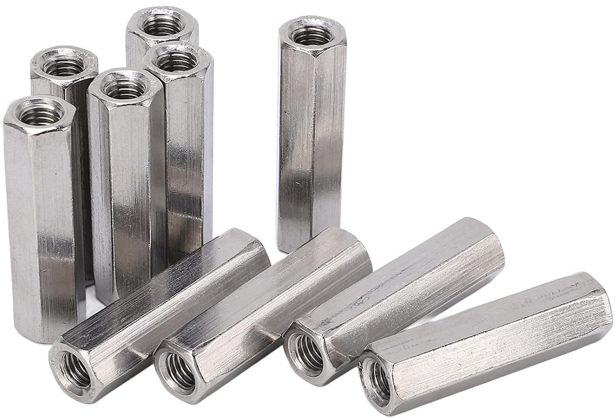 10 Stuks Zeskantkoppelingsnotenset M8 Hex Connector Moer 304 Roestvrijstalen Industriële Bevestiging voor Gebruik Binnenshuis en Buitenshuis