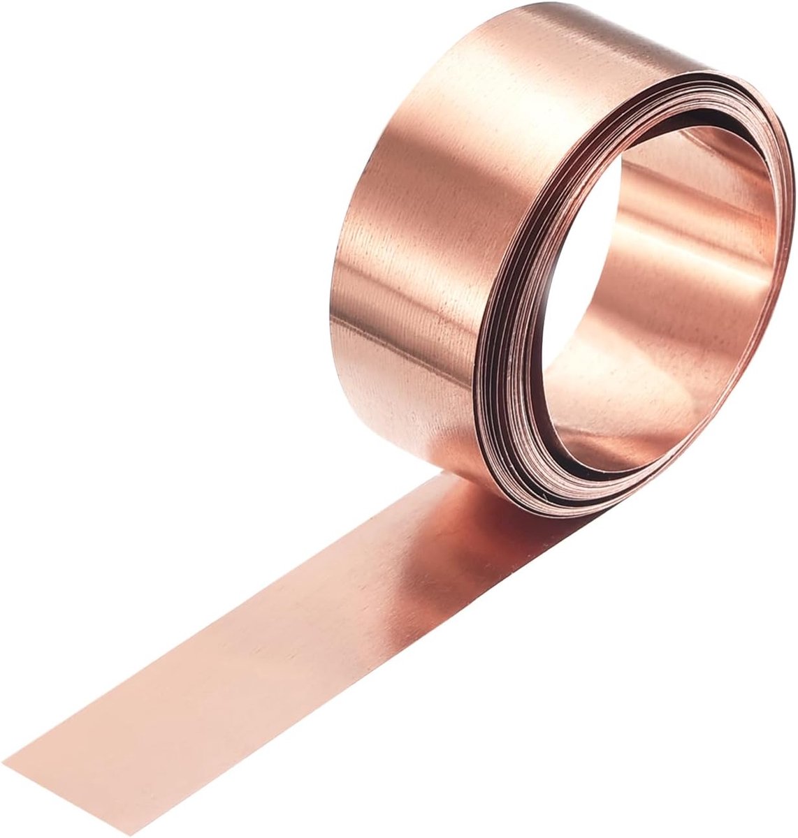 Koperplaatrol, 2000 mm x 10 mm x 0,05 mm, puur koperen strips 99,9%, knipperplaat van metaalfolie voor doe-het-zelfprojecten, elektriciteit (verschillende maten)