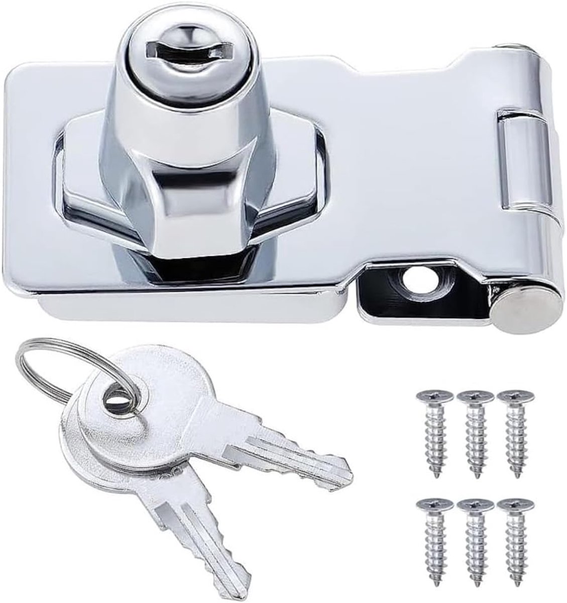2 stuks sleutelsloten, draaiknop, sleutelsleutel, deurboutvergrendeling, deurslot met sleutel voor schuur, deur, kast, ladekast, meubels (6,5 cm)