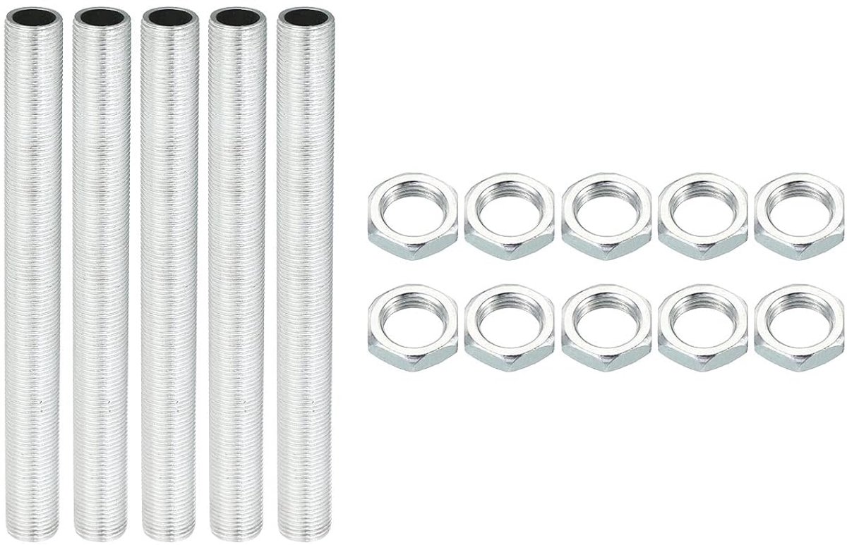 M12 schroefdraad 120 mm (4,72 inch) lampenslangkit met moerblok, 5 sets alle draden, stangen, bevestigingen voor kroonluchter, plafond, doe-het-zelf licht, zinkcoating