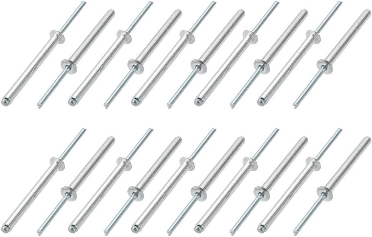 sourcing map 20 stuks aluminium / staal Open einde blind klinknagels 5 mm x 50 mm