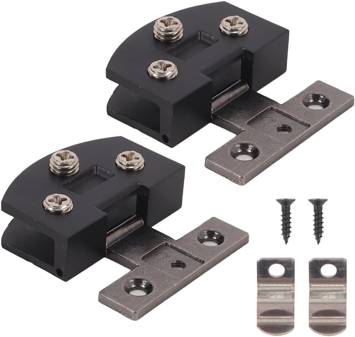 Scharnieren van zinklegering, scharnierset voor glazen deuren, vervangende onderdelen voor vitrinekastclips voor glas van 3-7 mm dik, zwart