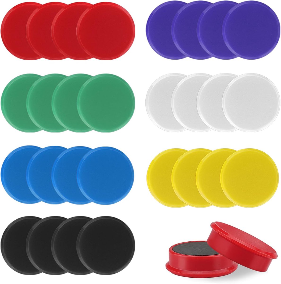 Magneten, whiteboard-magneten, ronde gekleurde magneten Ø 30 mm, sterke magneten, geschikt voor borden, koelkasten, prikborden, magnetische borden