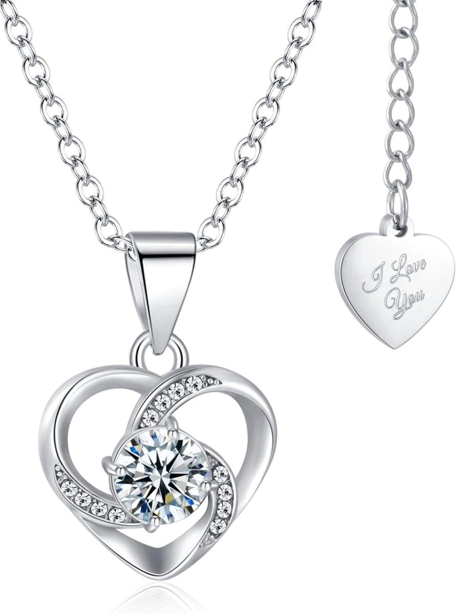 Dames Spiraal Diamant - Roestvrijstaal (RVS) - Kettingen met hanger - Cadeau vrouw
