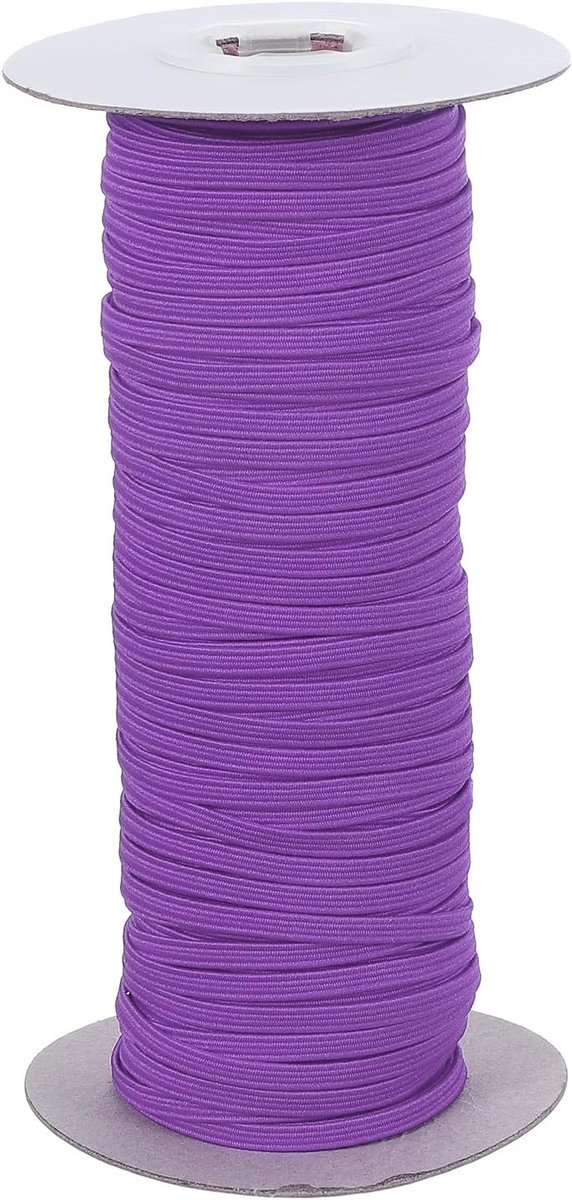 Elastische banden, 3 mm x 45 meter, polyester plat elastisch koord, stretchband voor naaien, knutselen, doe-het-zelf, paars